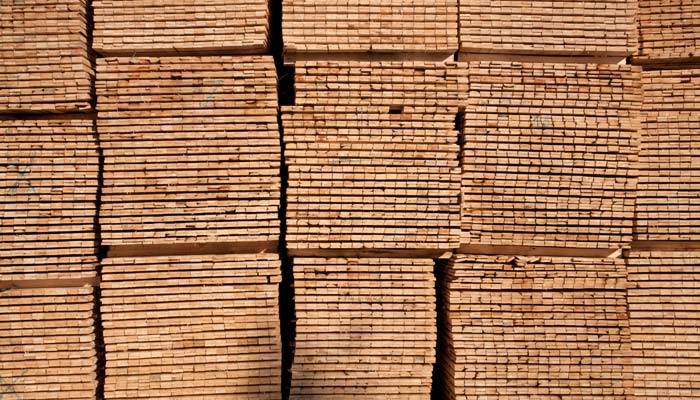 endless stacks of freshly cut wood boards