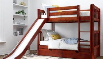 chestnut maxtrix bunk bed with slide and underbed storage