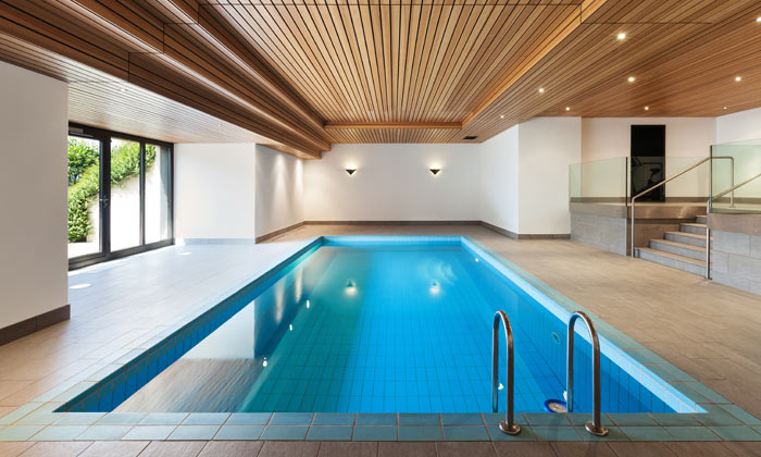 luxury indoor completely enclosed swimming pool
