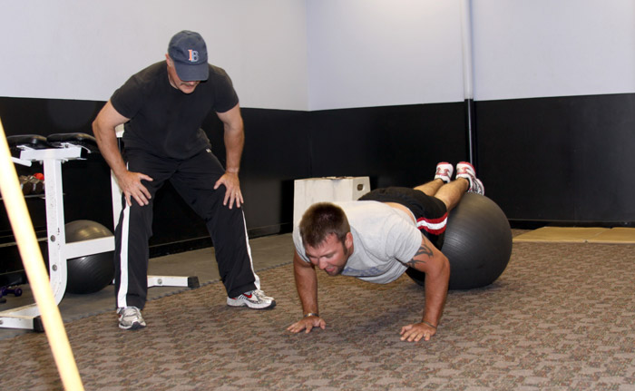 personal fitness training with exercise ball