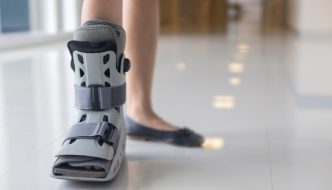 lady with orthopedic boot on broken foot