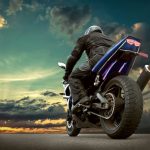 cool motorcycle on asphalt ready to ride