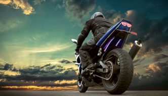 cool motorcycle on asphalt ready to ride