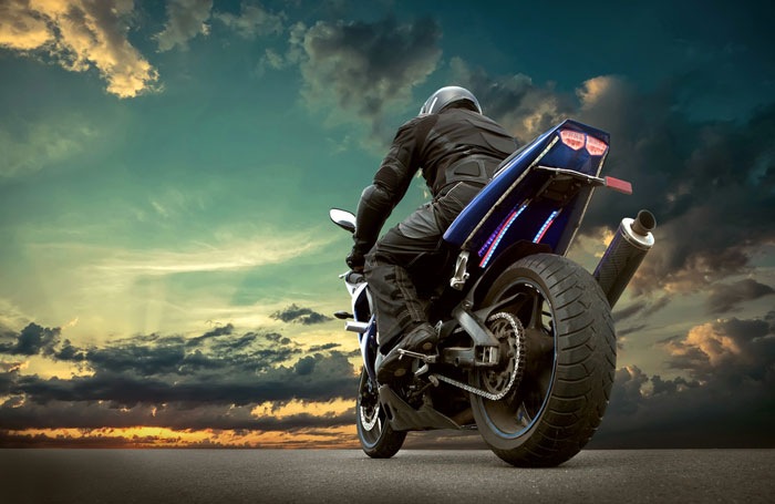 cool motorcycle on asphalt ready to ride