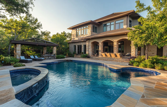 backyard swimming pool escape at texas residence