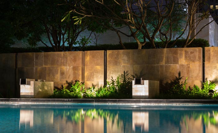 lights along backyard swimming pool lights along backyard swimming pool