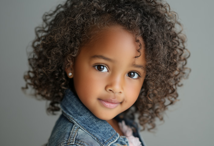 aspiring young child model who is black american and exudes confidence