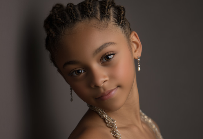 experienced black american young child model posing