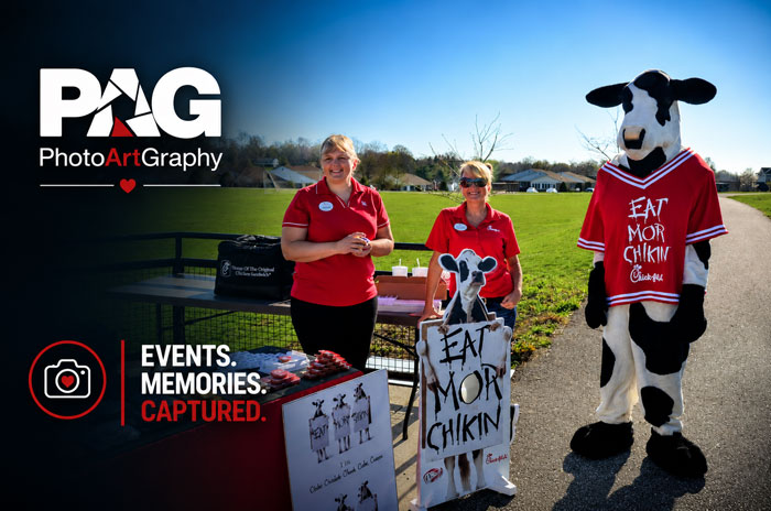 Shrewsbury, PA Chick-Fil-A table and staff at local 5K running event